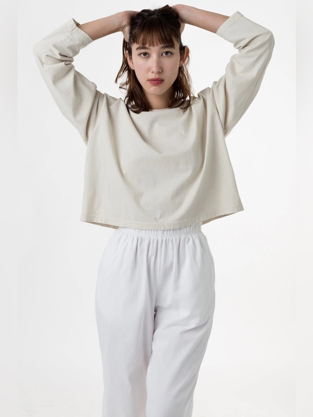 los angeles apparel long sleeve garment dye cropped t-shirt